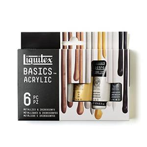 Liquitex BASICS Acrylic Paint Set, 6 x 22ml (0.74-oz) Tube Paint Set, Metallic & Iridescent