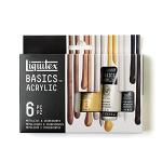 Liquitex BASICS Acrylic Paint Set, 6 x 22ml (0.74-oz) Tube Paint Set, Metallic & Iridescent