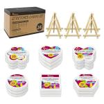 24 Packs 20cm Stretched Canvases for Painting, Various Shapes Square, Plum Blossom, Heart Shape, Circular, Butterfly, Hexagonal, Primed Blank Canvas for Oil, Acrylic Paint & Other Painting Media