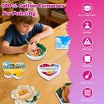 24 Packs 20cm Stretched Canvases for Painting, Various Shapes Square, Plum Blossom, Heart Shape, Circular, Butterfly, Hexagonal, Primed Blank Canvas for Oil, Acrylic Paint & Other Painting Media