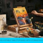 MEEDEN Extra-Large Tabletop Easel, Solid Beech Wood Table Top Easels for Painting Canvas, Sketchbox Easel, Table Art Easel for Adults & Artist, Art Supplies Storage Box,Hold Canvas Up to 28"