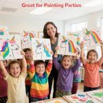 BAKEYBA Small Canvas Boards for Kids Painting 56Pcs of 5x5, 6x6, 8x8, 10x10 inch Flat Square Canvas Panels, 100% Cotton White Acrylic Watercolor Paint