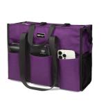 TOPDesign Utility Water Resistant Tote Bag with 13 Exterior & Interior Pockets, Top Zipper Closure & Thick Bottom Support, for Working Women, Teachers, Nurses, Accountants (Purple)
