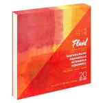Fluid Watercolor Paper Fold Over Pad, 6 x 6 inches, 20 Sheets, 140 lb (300 GSM) Cold Press for Artist Painting and Wet Media