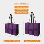 TOPDesign Utility Water Resistant Tote Bag with 13 Exterior & Interior Pockets, Top Zipper Closure & Thick Bottom Support, for Working Women, Teachers, Nurses, Accountants (Purple)
