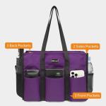 TOPDesign Utility Water Resistant Tote Bag with 13 Exterior & Interior Pockets, Top Zipper Closure & Thick Bottom Support, for Working Women, Teachers, Nurses, Accountants (Purple)