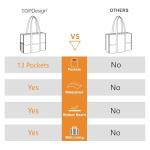 TOPDesign Utility Water Resistant Tote Bag with 13 Exterior & Interior Pockets, Top Zipper Closure & Thick Bottom Support, for Working Women, Teachers, Nurses, Accountants (Purple)