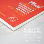 Fluid Watercolor Paper Fold Over Pad, 6 x 6 inches, 20 Sheets, 140 lb (300 GSM) Cold Press for Artist Painting and Wet Media
