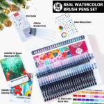 60 Watercolor Pens Set Includes 52 Vivid Colors, Real Brush Tips Paint Markers Set with 4 Blender Pens, Watercolor Pad and Coloring Pad, Art Supplies Gifts for Beginners Young Artists and Adults