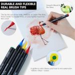 60 Watercolor Pens Set Includes 52 Vivid Colors, Real Brush Tips Paint Markers Set with 4 Blender Pens, Watercolor Pad and Coloring Pad, Art Supplies Gifts for Beginners Young Artists and Adults