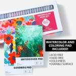 60 Watercolor Pens Set Includes 52 Vivid Colors, Real Brush Tips Paint Markers Set with 4 Blender Pens, Watercolor Pad and Coloring Pad, Art Supplies Gifts for Beginners Young Artists and Adults