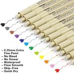 Micro Fineliner Drawing Pens 20 Set(12 Colored & 8 Black) Artist Art Supplies Adult Waterproof Watercolor Fine Line Marker Archival Ink Micron Sketch Outline Manga Anime Gift Sketching Zentangle Stuff