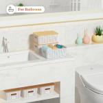 Ohmlove Plastic Storage Baskets With Bamboo Lid - Plastic Storage Containers Stackable Storage bins: Storage Baskets for Organizing Shelves Drawers Desktop Closet Playroom Classroom Office, 6 Pack