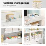 Ohmlove Plastic Storage Baskets With Bamboo Lid - Plastic Storage Containers Stackable Storage bins: Storage Baskets for Organizing Shelves Drawers Desktop Closet Playroom Classroom Office, 6 Pack