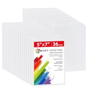 Simetufy 36 Pack 5 x 7 Inch Canvas Boards Small Painting Canvas for Kids, Blank Canvas Panels Gesso Primed Acid-Free 100% Cotton for Acrylics Oil Watercolor Tempera Paints