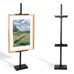 Adjustable Tabletop Easel Stand for Picture Frames & Canvas - All-Metal Display Easel with 28" Height, Table Top Frame Holder for Artwork, Photo Stand, Metal Easels for Table Display (Black) (Black)