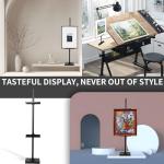 Adjustable Tabletop Easel Stand for Picture Frames & Canvas - All-Metal Display Easel with 28" Height, Table Top Frame Holder for Artwork, Photo Stand, Metal Easels for Table Display (Black) (Black)