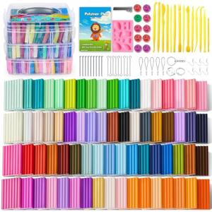 CiaraQ Polymer Clay Starter Kit with Sculpting Tools, 50 Colors Oven Bake Modeling Clay for Kids and Beginners