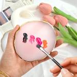2Pcs Resin Nail Art Palette,Nail Polish Palette,Gold Edge Nails Holder Display Board,Cosmetic Mixing Tools for Nails Art(White,Pink)