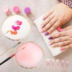 2Pcs Resin Nail Art Palette,Nail Polish Palette,Gold Edge Nails Holder Display Board,Cosmetic Mixing Tools for Nails Art(White,Pink)