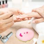 2Pcs Resin Nail Art Palette,Nail Polish Palette,Gold Edge Nails Holder Display Board,Cosmetic Mixing Tools for Nails Art(White,Pink)