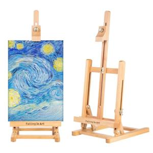 Falling in Art Basic H-Frame Tabletop Easel, Adjustable Beechwood Desktop Easel, Portable Painting Easel Stand for Beginners and Artists, Holding Canvas up to 12" High