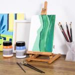 Falling in Art Basic H-Frame Tabletop Easel, Adjustable Beechwood Desktop Easel, Portable Painting Easel Stand for Beginners and Artists, Holding Canvas up to 12" High