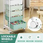 Rolling Storage Cart with 6 Drawers and Wooden Tabletop, Lockable Wheels Utility Cart for Art Studios, Office Supplies & Craft Room Organization (Green)
