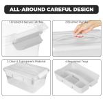 CraftGenes Craft Storage Box with Removable Tray, 20 QT Clear Plastic Organizer with Lids, White Playdoh Storage Containers for Crafts Supplies, Tools, Puzzles