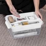 CraftGenes Craft Storage Box with Removable Tray, 20 QT Clear Plastic Organizer with Lids, White Playdoh Storage Containers for Crafts Supplies, Tools, Puzzles