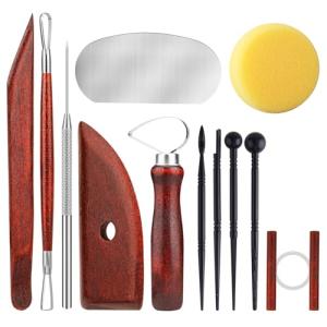12PCS Pottery Tools Kit, Polymer Clay Tools Set for Sculpting, Air Dry Clay Tools, Ceramic Tools for Carving, Modeling, Molding, Shaping, Dotting, Trimming, Arts Crafts Supplies, Adults, Beginners