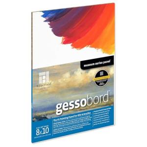 Ampersand Art Supply Museum Series Gessobord | 8x10 | 1/8" Flat Profile | Gesso Wood Painting Panel for Oil and Acrylic Paint & Mixed Media | Canvas Panel Alternative in Professional Art Supplies