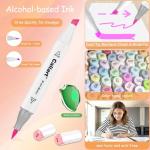 Caliart Pastel Alcohol Markers Brush Tip, 100 Colors Dual Tip Coloring Marker Pen Set Brush & Chisel, Art Supplies Gift for Adults Coloring Book Artists Sketch Drawing Illustration