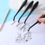4PCS Paper Art Blending Blenders Stumps, Sketch Trimmer Erase Sponge Wiper, Blending Stumps for Drawing, Sketch Drawing Tools for Highlighting, Shadowing (2 Head Types, 40 Replacement Sponge-Wipes)