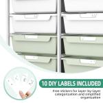 10 Drawers Rolling Cart with Wooden Tabletop, Utility Storage Cart with Wheels, Art Supply Craft Organizer on Wheel with Metal Frame & Handles for Home Office School,Green