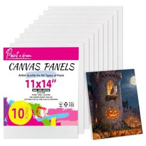 Canvas Boards for Painting - 11x14 10-Pack Bulk Canvas Panels Value Pack - 10 oz Primed Acid-Free 100% Cotton Canvas for Painting, Ready to Paint & Lightweight, Ideal for Acrylic, Oil Paint