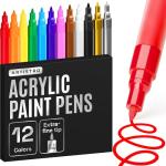 ARTISTRO 12 Regular Paint Pens for Glass Marking, Rock Painting, Ceramic, Wood, Fabric, Scrapbooking, DIY Craft Making, Coloring - Acrylic Paint Markers Extra-Fine Tip 0.7mm