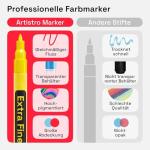 ARTISTRO 12 Regular Paint Pens for Glass Marking, Rock Painting, Ceramic, Wood, Fabric, Scrapbooking, DIY Craft Making, Coloring - Acrylic Paint Markers Extra-Fine Tip 0.7mm