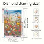 BYGFHLYW Diamond Art Painting Kits for Adults, Sea of Flowers 5D Diamond Painting Dots Art Kits for Adults Beginner, Flowers DIY Full Round Gem Crystal Art Paint by Diamond, Home Wall Decor 12x 16 in