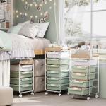 Rolling Storage Utility Cart With 4 Drawers,Kids Craft Art Cart,Makeup Organizer And Storage with Wooden Tabletop,Green