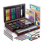 Norberg & Linden 144-Piece Art Set in Wooden Box with Drawer - Art Set for Adults, Teens, Kids - Premium Art Supplies - Includes Watercolors, Oil Pastels, Crayons, & More