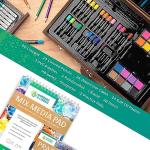 Norberg & Linden 144-Piece Art Set in Wooden Box with Drawer - Art Set for Adults, Teens, Kids - Premium Art Supplies - Includes Watercolors, Oil Pastels, Crayons, & More