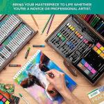 Norberg & Linden 144-Piece Art Set in Wooden Box with Drawer - Art Set for Adults, Teens, Kids - Premium Art Supplies - Includes Watercolors, Oil Pastels, Crayons, & More