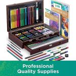 Norberg & Linden 144-Piece Art Set in Wooden Box with Drawer - Art Set for Adults, Teens, Kids - Premium Art Supplies - Includes Watercolors, Oil Pastels, Crayons, & More