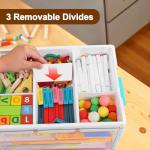 24QT Clear Plastic Craft Organizers and Storage, Art Supply Organizer with Removable Tray and Dividers, Craft Supplies Organizer with Handle, Arts and Crafts Bin for Sewing, Coloring Book, Crayon