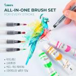 Original Tobios Watercolor Brush Pens Set – 4 Refillable Water Pens for Artists, Adults & Beginners, Leakproof Brush Tips for Blending, Calligraphy & Adult Coloring, Portable Paint Brush Set, Art Gift