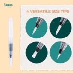 Original Tobios Watercolor Brush Pens Set – 4 Refillable Water Pens for Artists, Adults & Beginners, Leakproof Brush Tips for Blending, Calligraphy & Adult Coloring, Portable Paint Brush Set, Art Gift