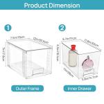 Vtopmart 4 Pack Large Stackable Storage Drawers,Easily Assemble Acrylic Bathroom Closet Undersink Organizers and Storage,Plastic Bins for Kitchen Cabinets,Pantry,Makeup,Medicine Organization