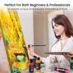 52 Pcs Acrylic Paint Set - 36 Colors (2oz/60ml) with 12 Brushes, 2 Knives & Palette - Rich Pigments for Adults, Artists & Beginners - Painting on Pumpkin Canvas Ceramic Rock Wood