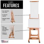 U.S. Art Supply Double Rocker Crank Heavy Duty Extra Large Wooden Studio Floor Standing Easel - Double Mast Adjustable H-Frame Art Easel for Painting, Canvas Holder, Display Stand with Locking Wheels
